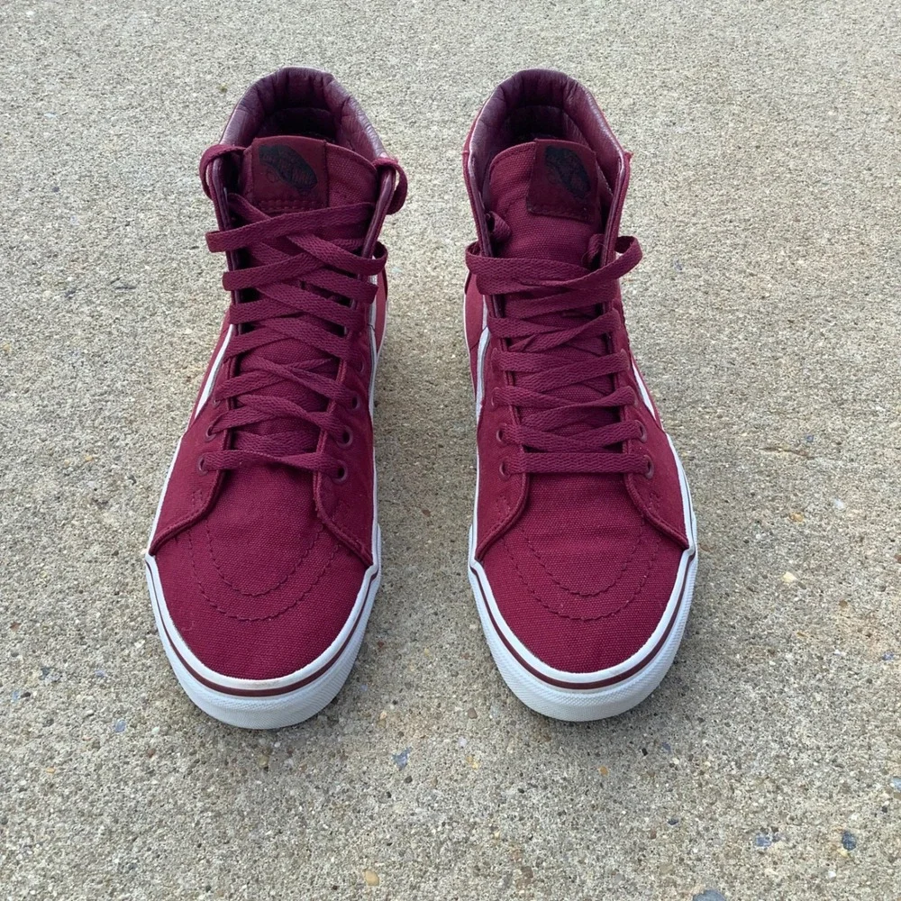 Vans Sk8-Hi Burgundy Maroon Canvas High Top Sneakers Mens 7 Womens 8.5 721356